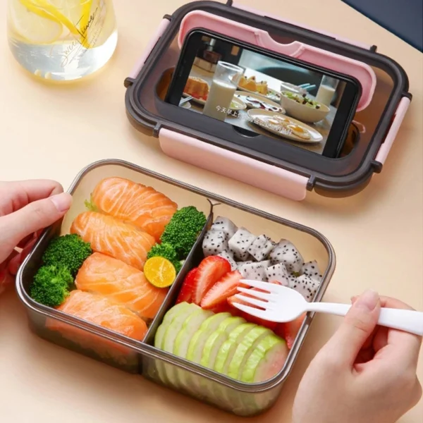 Transparent Lunch Box For Kids Food Storage Container With Lids Leak-Proof Microwave Food Warmer snacks bento box japanese style - Image 3