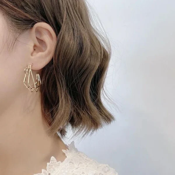 LATS Fresh Fashion Irregular Square Combination Dangle Earrings for Women Popular Korean Hoop Earrings 2021 Trend Jewelry Gifts - Image 2