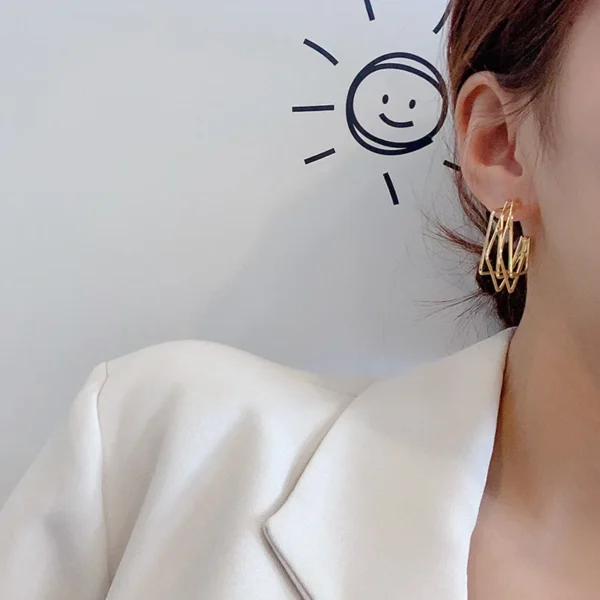 LATS Fresh Fashion Irregular Square Combination Dangle Earrings for Women Popular Korean Hoop Earrings 2021 Trend Jewelry Gifts - Image 4