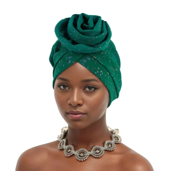 Woman African Turban Cap Big Flower Hat Headwrap Bonnet Muslim Headscarf Ladies Beanies Chemo Hair Loss Head Cover Solid Color - Image 3