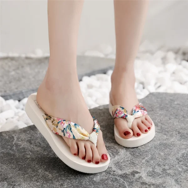 Women Summer EVA Slipper Bohemian Satin Ribbon Female Flip Flop 2024 Beach Simple Leisure Ladies Shoes Sandal Chaussure Femme - Image 5