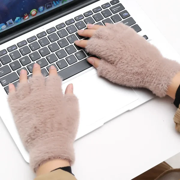 Plush Fingerless Gloves Female Winter Mitten Soft Warm Student Women Gloves Outdoor Write Mink Gloves Thickened Cold Protection - Image 5