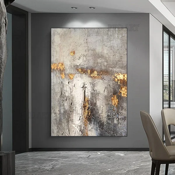 Large Size Contemporary Hand-painted Abstract Picture Golden Foil Oil Paintings On Canvas Bedroom Home Decoration Unframed - Image 6