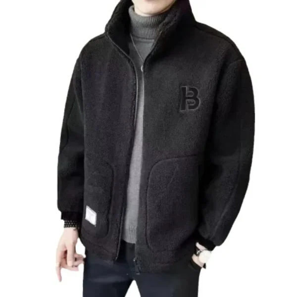 2024 New Korean Men's Lamb Fleece Cotton Jacket with Thick Fleece Coat for Men's Autumn and Winter Casual Clothing Trendy Brand - Image 4