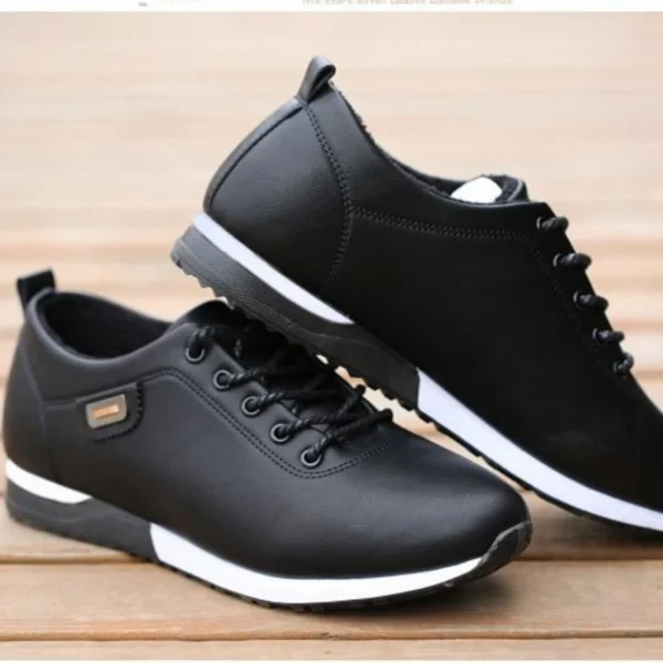 Men's Leather Shoes Korean Version Men's Casual Shoes Waterproof Flat Bottom Lace Up Wear-resistant Soft Sole Comfort Sneakers - Image 6