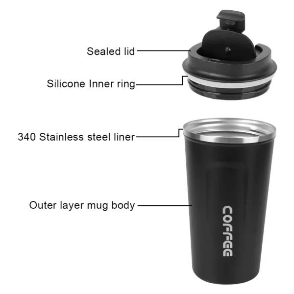 Thermo Cafe Car Thermos Mug for Tea Water Coffee Leak_Proof Travel Thermo Cup Coffee Mug 380/510ML Double Stainless SteelThermo - Image 3