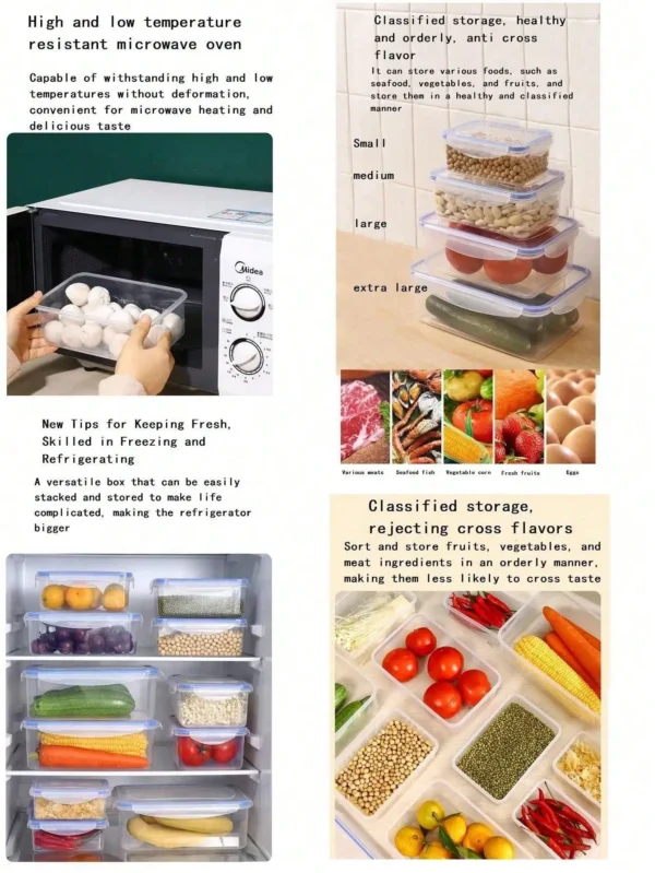 Sealed rectangular refrigerator storage box with lid Plastic crisper microwave heating lunch box with lid office workers - Image 5