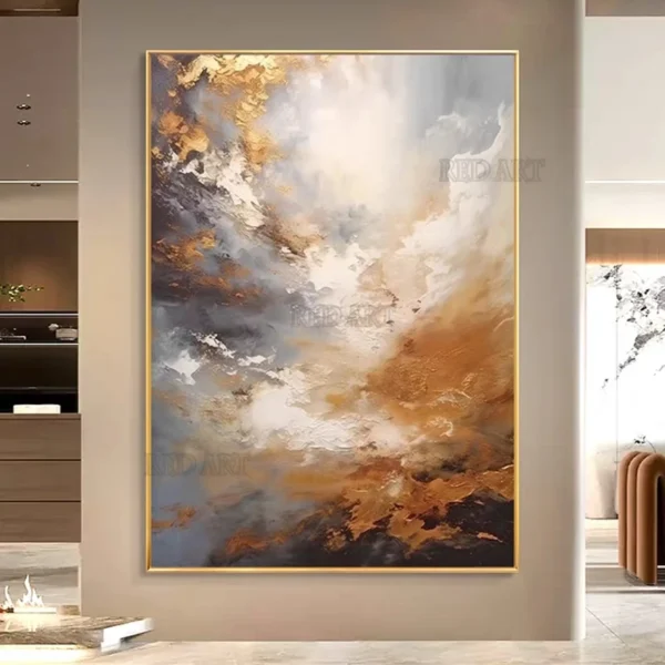 Large Size Contemporary Hand-painted Abstract Picture Golden Foil Oil Paintings On Canvas Bedroom Home Decoration Unframed - Image 11