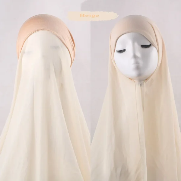 Muslim Instant Hijab Women Bonnet with Chiffon Shawl Head Scarf Cap Inner Headband Stretch Hijab Cover Headwrap Turbante - Image 18