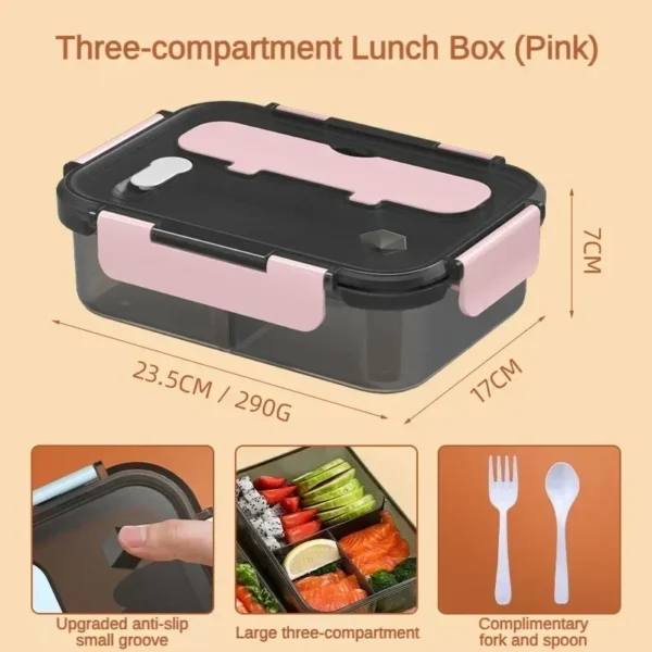 Compartment 1500ML Portable Lunch Box Kids Students Office Bento Box with Fork and Spoon Microwave Food Storage Container - Image 9