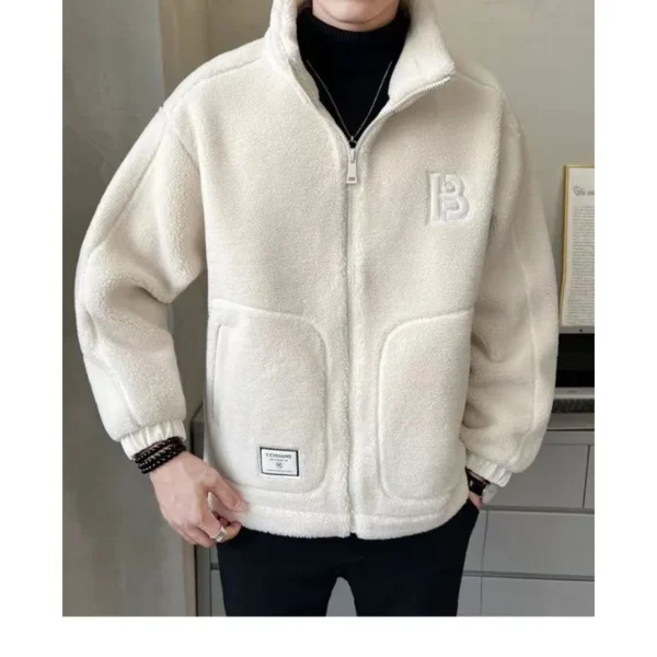 2024 New Korean Men's Lamb Fleece Cotton Jacket with Thick Fleece Coat for Men's Autumn and Winter Casual Clothing Trendy Brand - Image 6