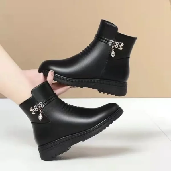 Leather Women Boots 2024 Winter Thick Wool Lined Genuine Leather Women Snow Boots Large Size Women Winter Shoes - Image 6