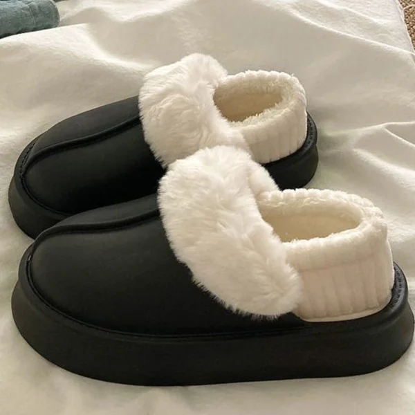 Gacimy Warm Fur Women Slippers 2024 New Antiskid Waterproof Outdoor Cotton Shoes Winter Plush House Slides Fur Fluffy Slippers - Image 3