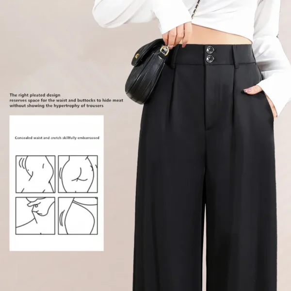 Women'S New Style High Waist Draping Loose Casual Straight Leg Floor Length Trousers Class Professional Wide Pants - Image 3