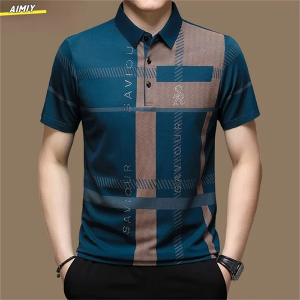 Men's Polo Shirt Business Casual Summer Short Sleeves Tops Pattern Print Button T Shirt Loose Clothes Fashion Polo T Shirt - Image 14