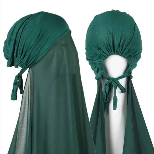 Muslim Instant Hijab Women Bonnet with Chiffon Shawl Head Scarf Cap Inner Headband Stretch Hijab Cover Headwrap Turbante - Image 6