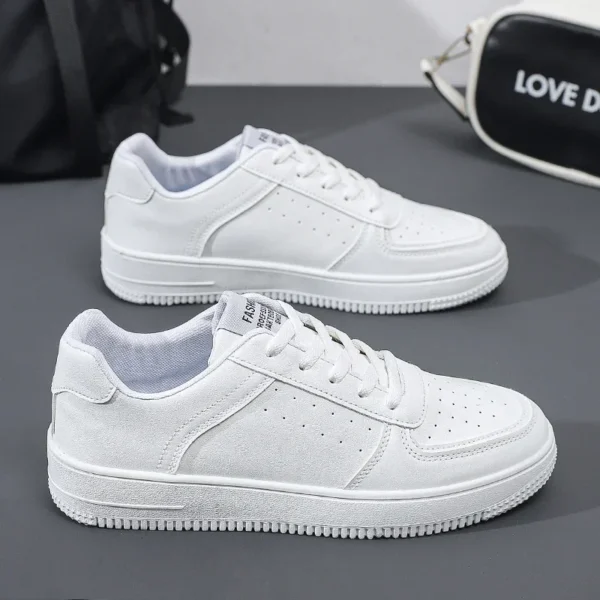 White Casual Shoes Lightweight Sneakers Breathable Tenis Sports Shoes Zapatillas Hombre Leather Men Skateboarding Shoes Flat - Image 8