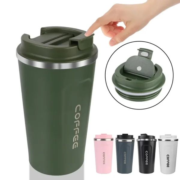 Thermo Cafe Car Thermos Mug for Tea Water Coffee Leak_Proof Travel Thermo Cup Coffee Mug 380/510ML Double Stainless SteelThermo - Image 2