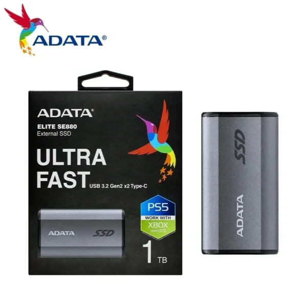 Original ADATA Elite SE880 External Portable SSD 1TB 500GB USB 3.2 Gen 2 x2 Type C Mobile Solid State Disk Storage Drive For PC