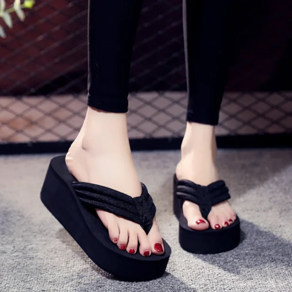 Women Slippers Bohemian Shoes Platform Ladies Open Toe Sandals Wedges Beach Home Slippers  Flip-flop Slides Pantuflas Mujer ﻿ - Image 2