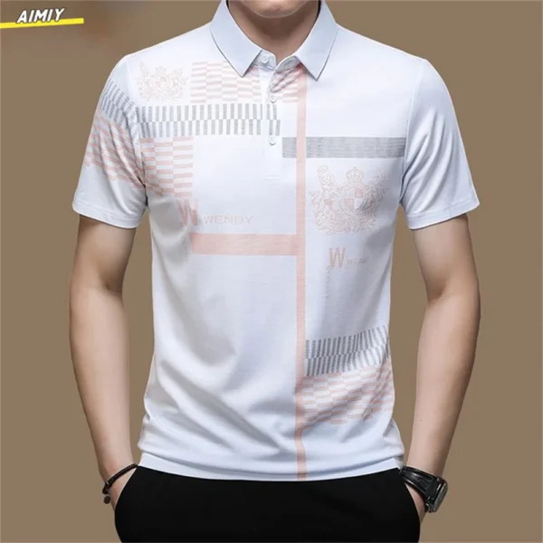 Men's Polo Shirt Business Casual Summer Short Sleeves Tops Pattern Print Button T Shirt Loose Clothes Fashion Polo T Shirt - Image 13