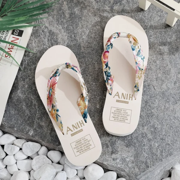 Women Summer EVA Slipper Bohemian Satin Ribbon Female Flip Flop 2024 Beach Simple Leisure Ladies Shoes Sandal Chaussure Femme