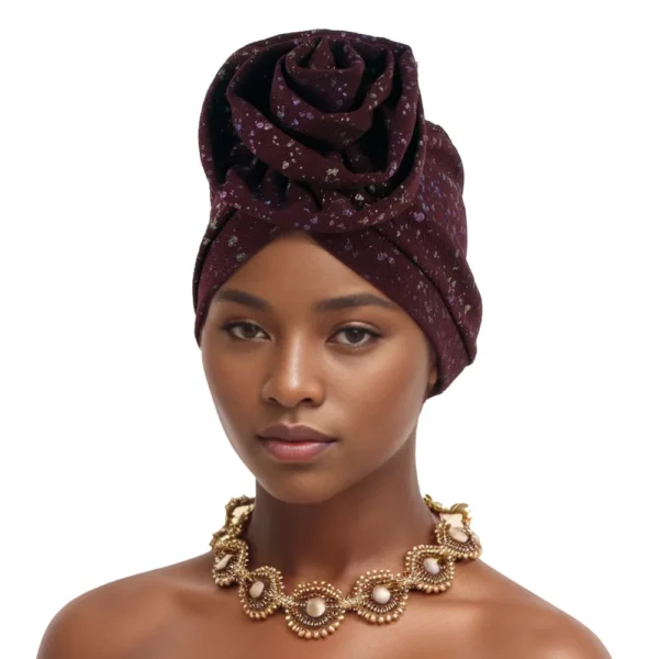 Woman African Turban Cap Big Flower Hat Headwrap Bonnet Muslim Headscarf Ladies Beanies Chemo Hair Loss Head Cover Solid Color - Image 8