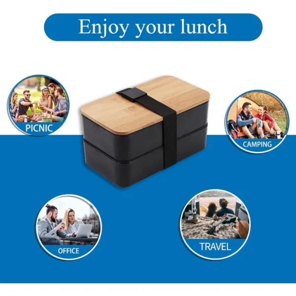 Stackable Bento Lunch Box with Insulated Bag Microwaveable Divided Large Capacity Bento Box for Office Workers and Students - Image 5