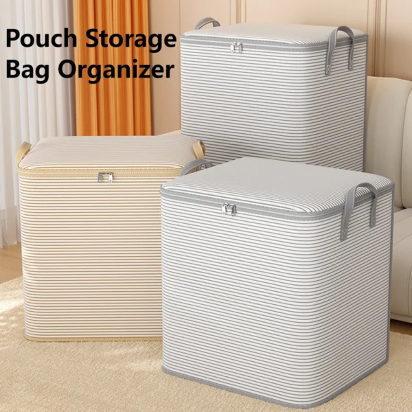 1pc Household Quilt Clothing Foldable Storage Box Non-woven Large Capacity Blanket Bedding Organizing Bag Dustproof Cabinet Box - Image 2