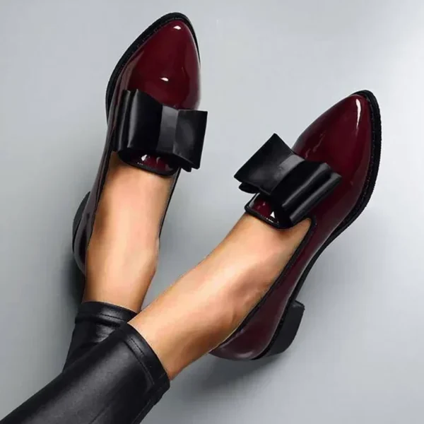 2024 New Women's Loafers Bow Decor Pointed Toe Flat Shoes for Women Patent Leather Shallow Mouth Commuter Daily Casual Shoes - Image 7