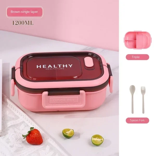 Lunch Box with Tableware for Office Workers Square Divided Microwave Oven Bento Box Leakproof Food Container for Picnic Camping - Image 8