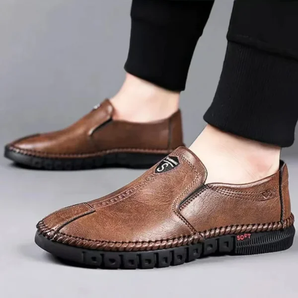 Men Leather Shoes Soft Sole Casual Shoes Autumn Comfortable Business Flats Man Lightweight Work Shoes Slip-on Driving Shoe Tenis - Image 2