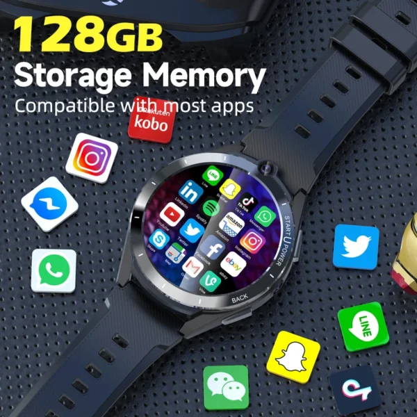 1800mAh 8 million pixels dual camera 1.6 inch 400*400 HD round screen SIM 4G full Netcom call 6+128GB Android phone smart watch - Image 5