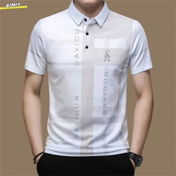 Men's Polo Shirt Business Casual Summer Short Sleeves Tops Pattern Print Button T Shirt Loose Clothes Fashion Polo T Shirt - Image 18