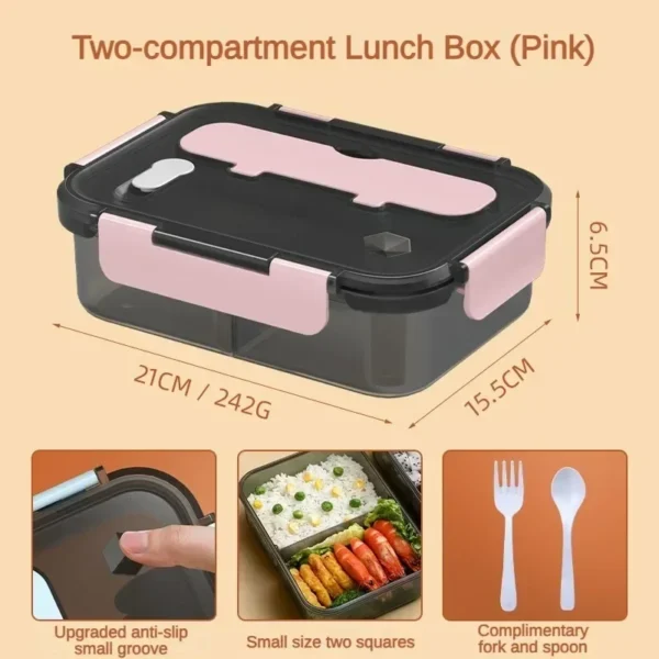 Compartment 1500ML Portable Lunch Box Kids Students Office Bento Box with Fork and Spoon Microwave Food Storage Container - Image 12