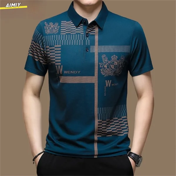 Men's Polo Shirt Business Casual Summer Short Sleeves Tops Pattern Print Button T Shirt Loose Clothes Fashion Polo T Shirt - Image 19