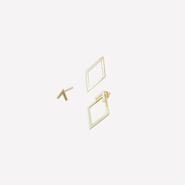 Retro Minimalist Geometric Square Detachable Triangles Stud Earrings for Women Fashion Jewelry Accessories Party Gifts - Image 5