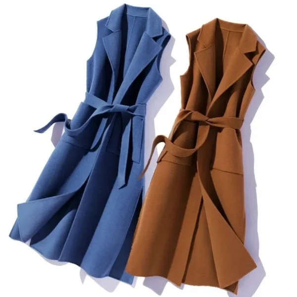 Fashionable New Style Women's Woolen Vest 2024 Long Shoulder Jacket Stylish Suit Collar Clip-On Autumn/Winter - Image 2