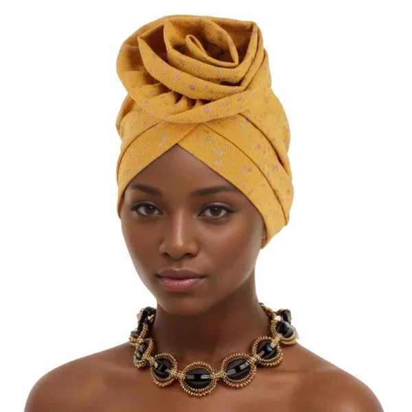 Woman African Turban Cap Big Flower Hat Headwrap Bonnet Muslim Headscarf Ladies Beanies Chemo Hair Loss Head Cover Solid Color - Image 5