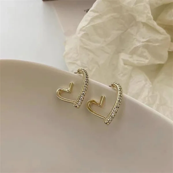 LATS Light Luxury Sweet Love Hoop Earrings Geometric Metal Shiny Zircon Heart Cool Earring 2022 Korean Simple Fashion Jewelry - Image 6