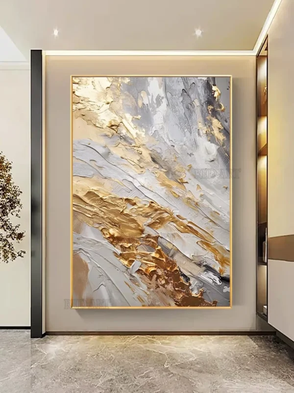 Large Size Contemporary Hand-painted Abstract Picture Golden Foil Oil Paintings On Canvas Bedroom Home Decoration Unframed - Image 3