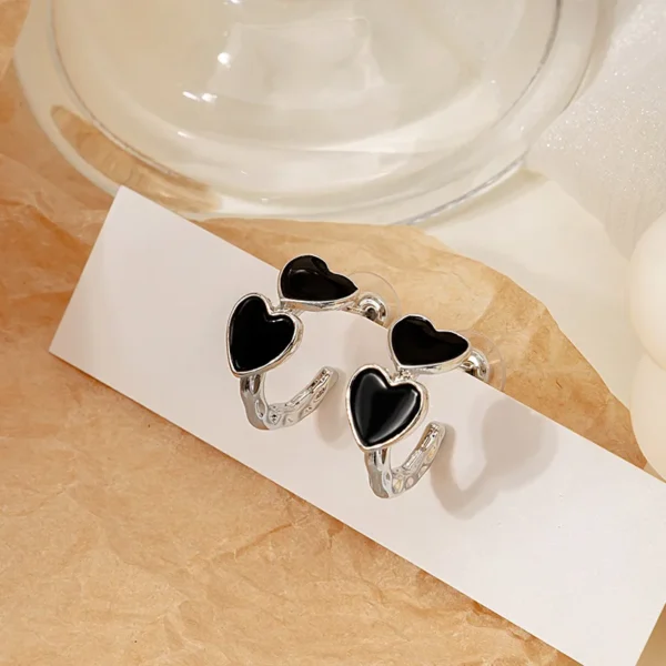 LATS Light Luxury Sweet Love Hoop Earrings Geometric Metal Shiny Zircon Heart Cool Earring 2022 Korean Simple Fashion Jewelry - Image 14