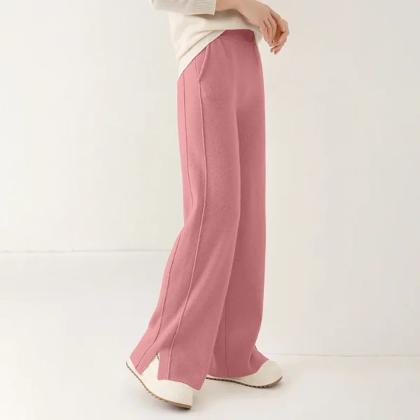 100%Wool Knitted Split Women Pants, Breif Fashion High Waist Wide Leg Pants Autumn Winter - Image 5