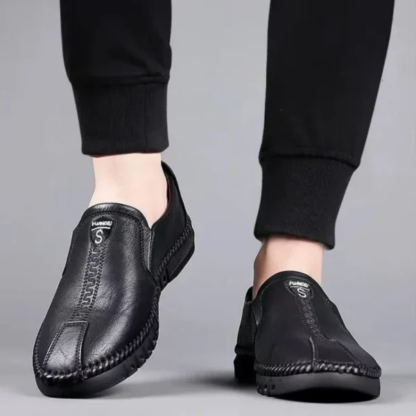 Men Leather Shoes Soft Sole Casual Shoes Autumn Comfortable Business Flats Man Lightweight Work Shoes Slip-on Driving Shoe Tenis - Image 5