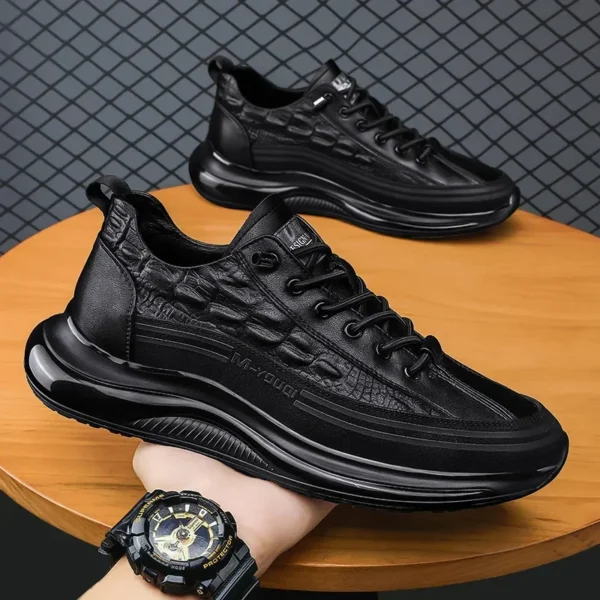 Men's Casual Shoes 2025 Fashion Thick Soled Shoes Low Top Brushed Business Work Shoes Crocodile Leather Shoe Platform Sneakers - Image 4