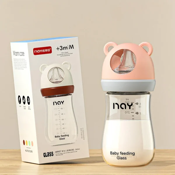 0-3 Month Glass Bottle Newborn Glass Feeding Bottle Wide Caliber Anti-flatulence Nursing Anti-Choke Baby Bottle Infant BPA Free - Image 3