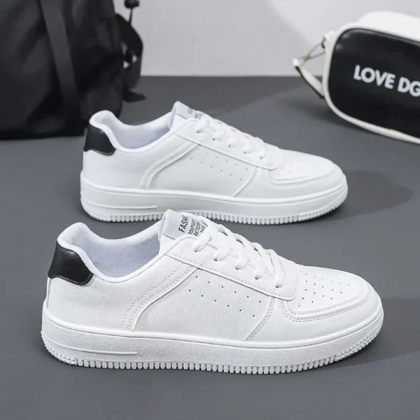 White Casual Shoes Lightweight Sneakers Breathable Tenis Sports Shoes Zapatillas Hombre Leather Men Skateboarding Shoes Flat - Image 7