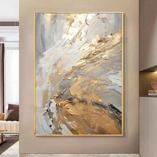 Large Size Contemporary Hand-painted Abstract Picture Golden Foil Oil Paintings On Canvas Bedroom Home Decoration Unframed - Image 8