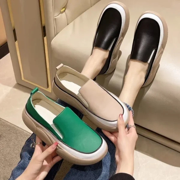 Single Shoes for Women Spring New Retro Loafers Casual Thick Soled Comfortable Soft Leather Soft Soled Mother Shoes - Image 8