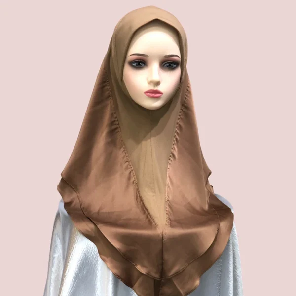 New Smooth Silk Satin Hijab Hats Women's Double Layer Solid Color Muslim Turban Cap Pullover Comfort Breathable Headscarf Scarf - Image 3